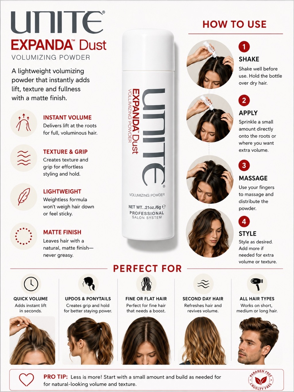 UNITE EXPANDA Dust Volumizing Powder 0.21 oz Professional Salon System